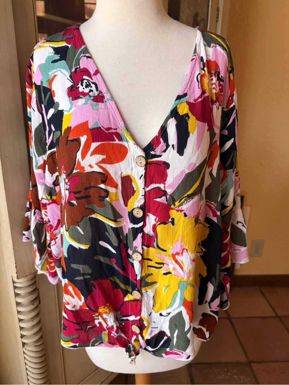 Women’s Floral Blouse in Multicolor 2X